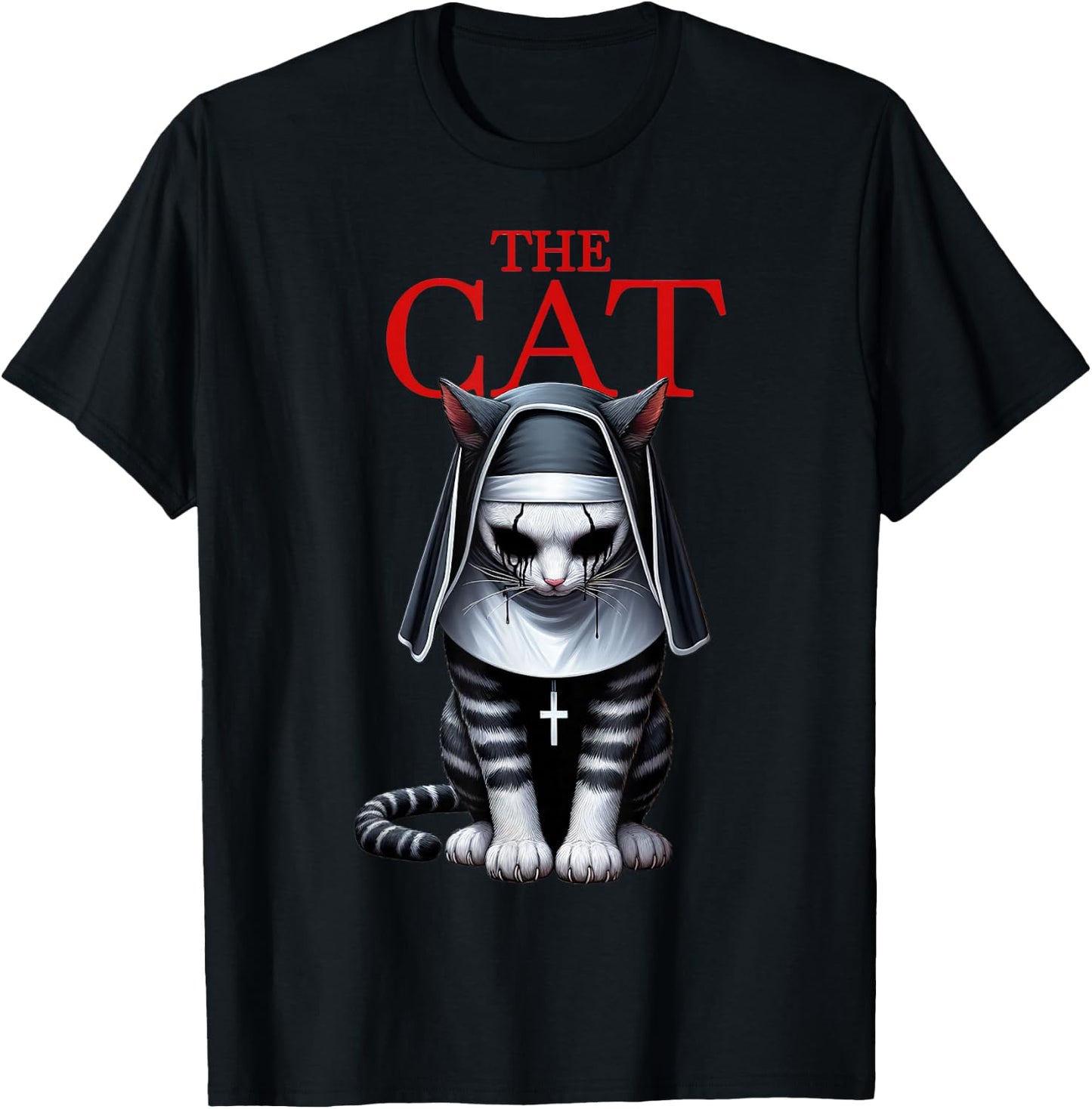 The Cat Horror Cat Halloween Scary Funny T-Shirt - T-Shirt | Black