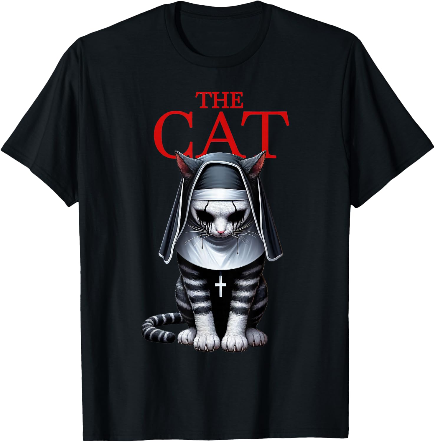 The Cat Horror Cat Halloween Scary Funny T-Shirt - T-Shirt | Black