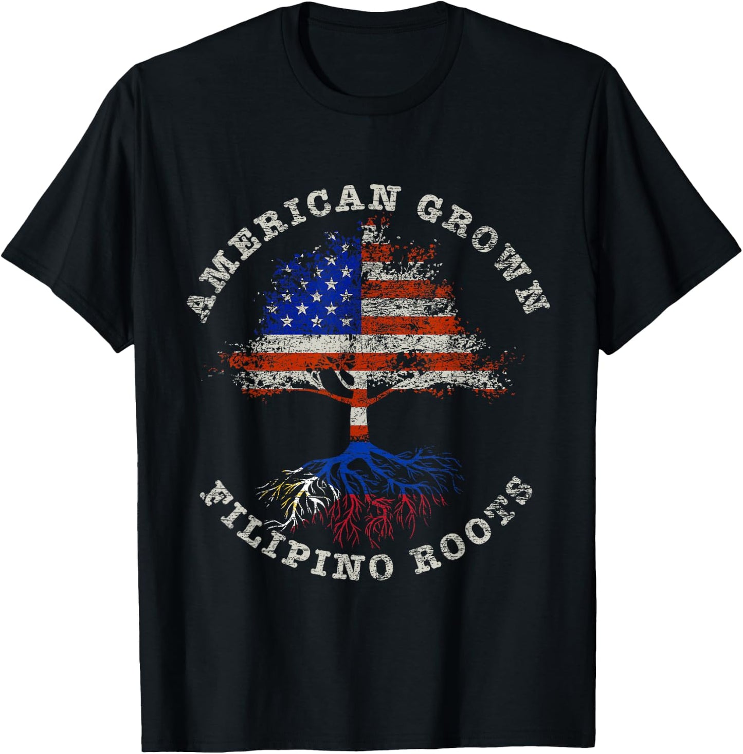 American Grown With Filipino Roots Philippines T-Shirt - T-Shirt | Black