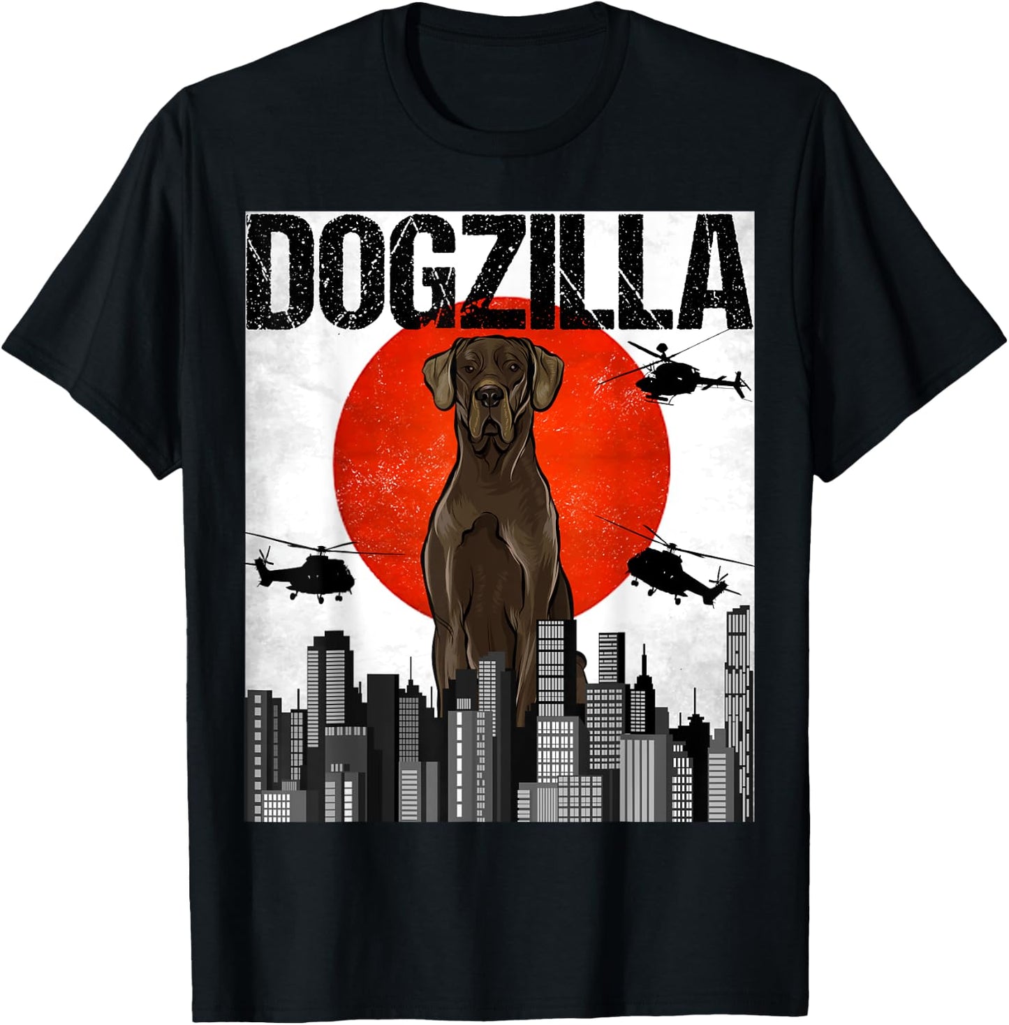 Funny Vintage Japanese Dogzilla Black Great Dane T-Shirt - T-Shirt | Black