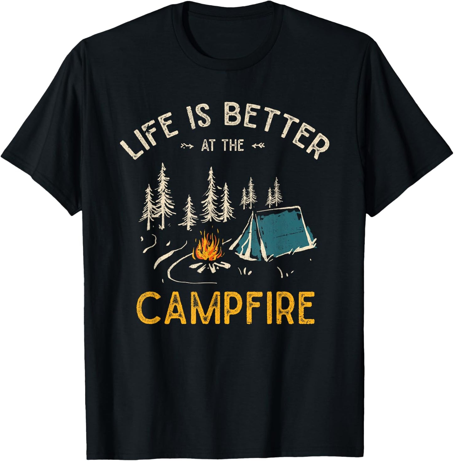 Das Leben ist besser am Lagerfeuer Funny Camper Camping T-Shirt - T-Shirt | Black