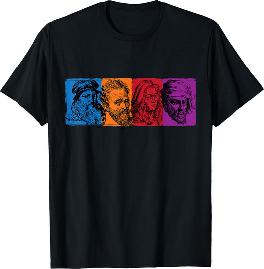 Ninja Artist Renaissance Michelangelo Leonardo Donatello T-Shirt - T-Shirt | Black