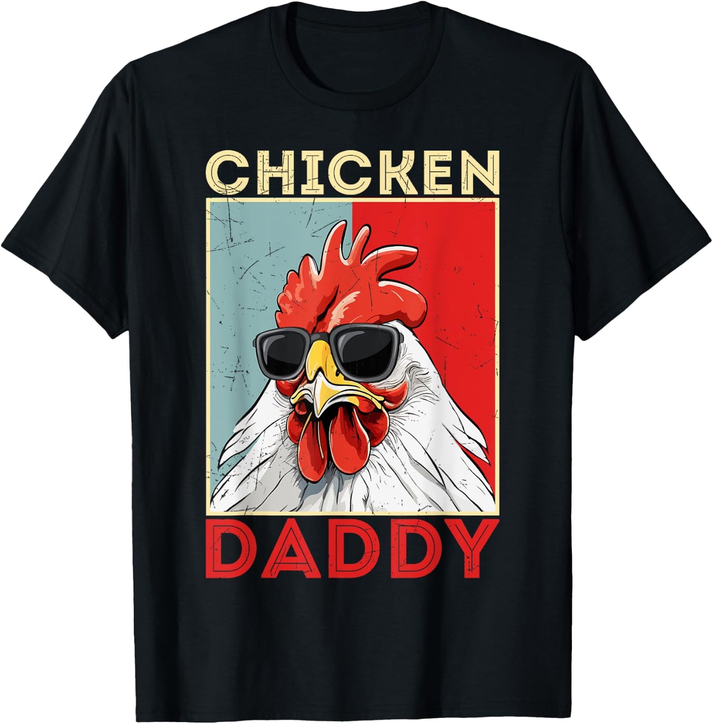 Chicken Daddy Rooster Farmer Funny Father's Day Dad T-Shirt - T-Shirt | Black