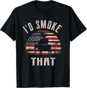 I'd Smoke That, Funny Patriot Gift BBQ and Meat Lovers T-Shirt - T-Shirt | Black