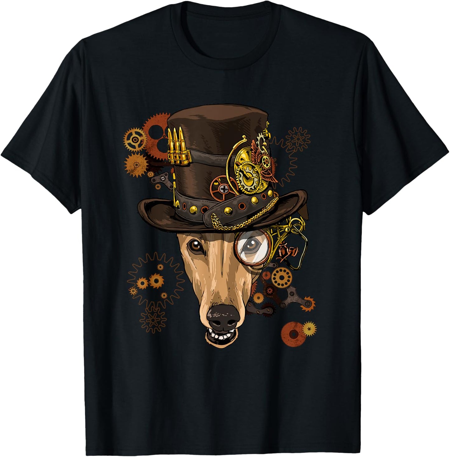 Greyhound Steampunk Dog Medieval Victorian Greyhound Lover T-Shirt - T-Shirt | Black