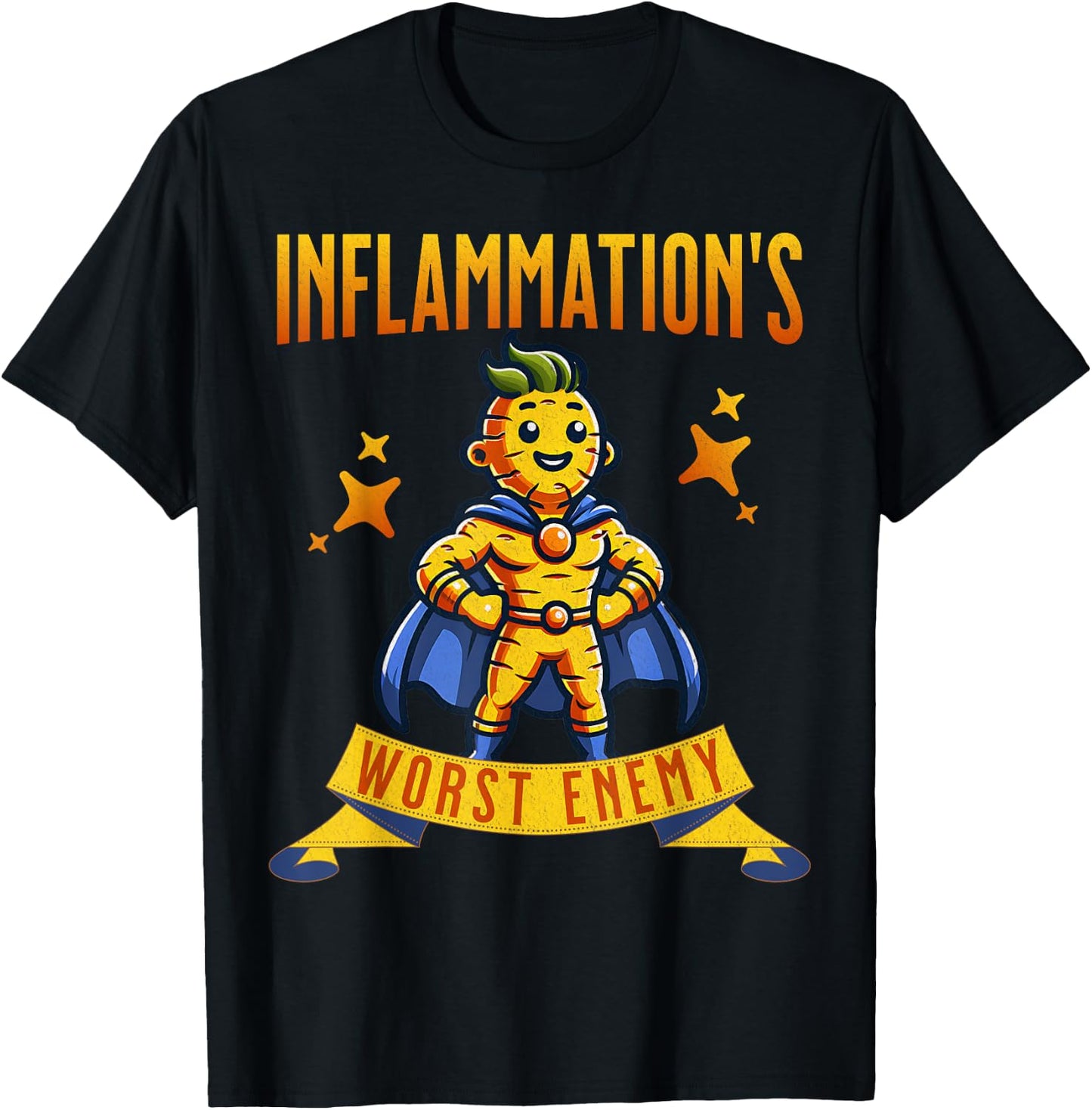 Turmeric Superhero: Curcumin Power & Inflammation Fighter T-Shirt - T-Shirt | Black