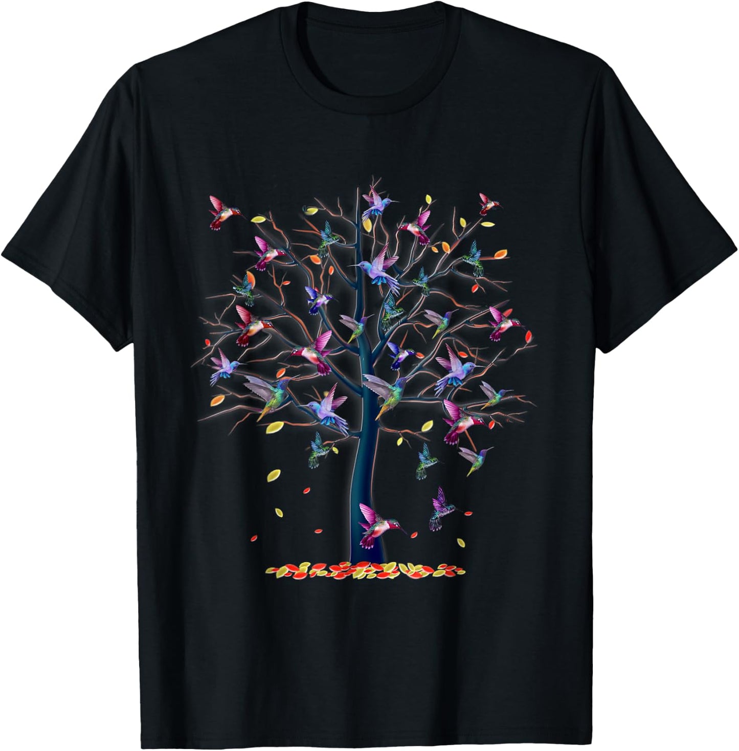 Hummingbird Tree Beautiful Tropical Bird T-Shirt - T-Shirt | Black