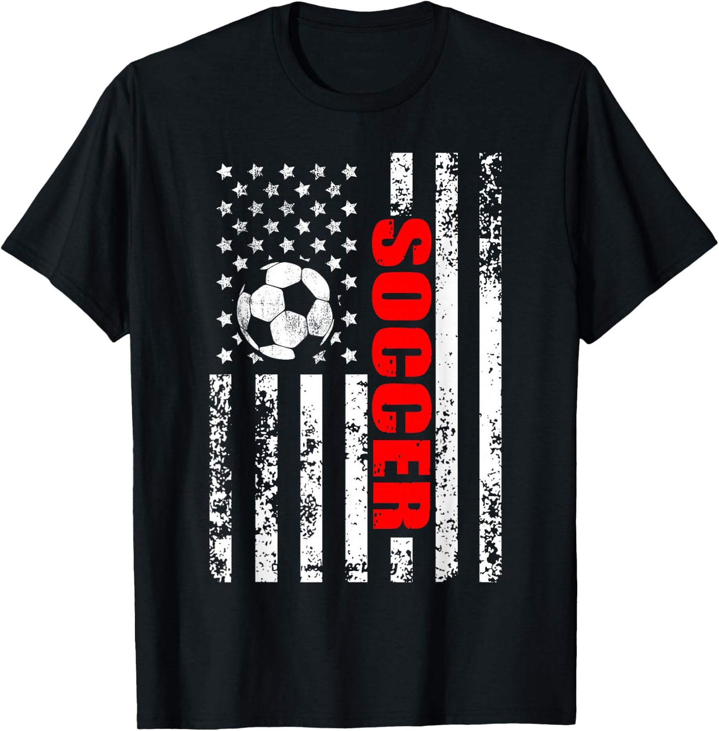 US American Flag Soccer Patriotic Soccer T-Shirt - T-Shirt | Black