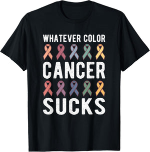 Cancer Sucks Cancer Awareness : Whatever Color Cancer Sucks T-Shirt - T-Shirt | Black