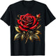 Red Rose Red and Gold T-Shirt - T-Shirt | Black