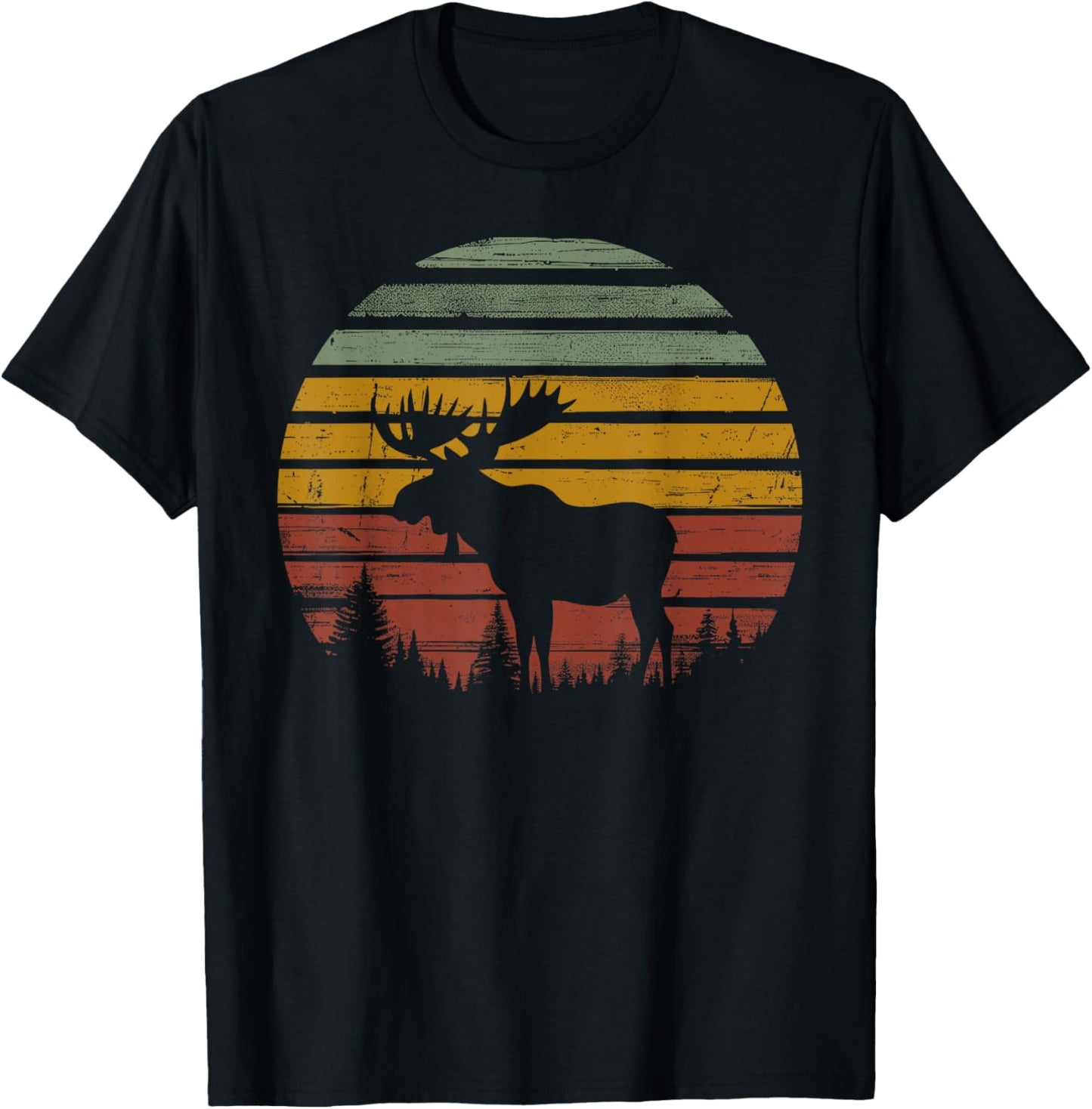 Moose Retro Vintage 80s Funny Moose Lover Gift Animals Lover T-Shirt - T-Shirt | Black