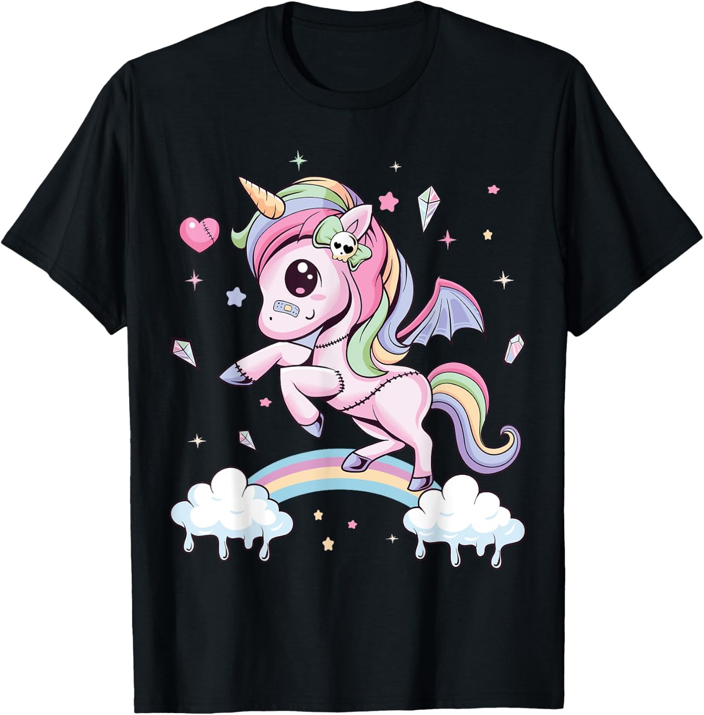 Pastel Goth Cute Creepy Unicorn Wiccan Kawaii Menhera Witchy T-Shirt - T-Shirt | Black