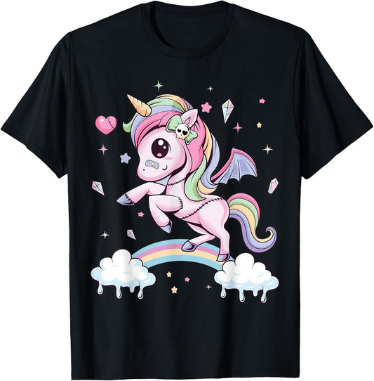 Pastel Goth Cute Creepy Unicorn Wiccan Kawaii Menhera Witchy T-Shirt - T-Shirt | Black