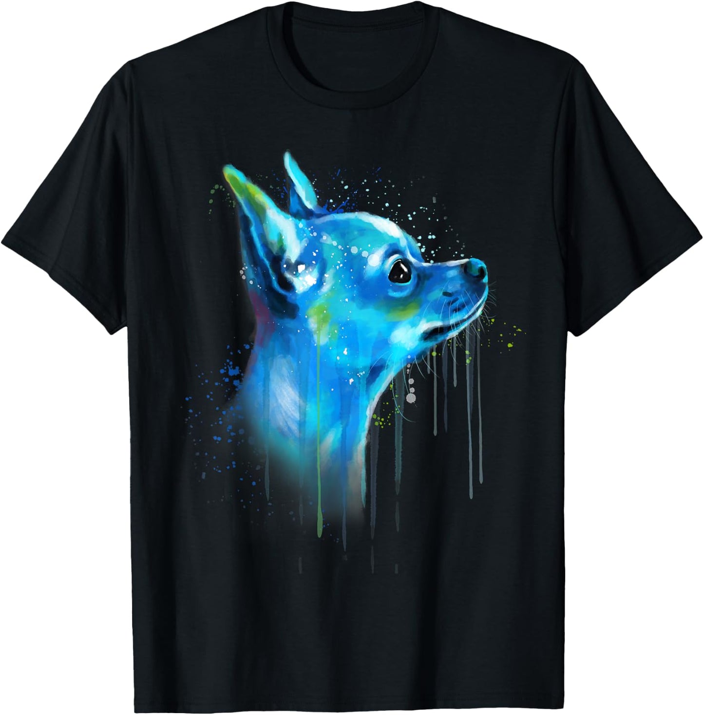 Cute Chihuahua Watercolor Painting Art T-Shirt - T-Shirt | Black
