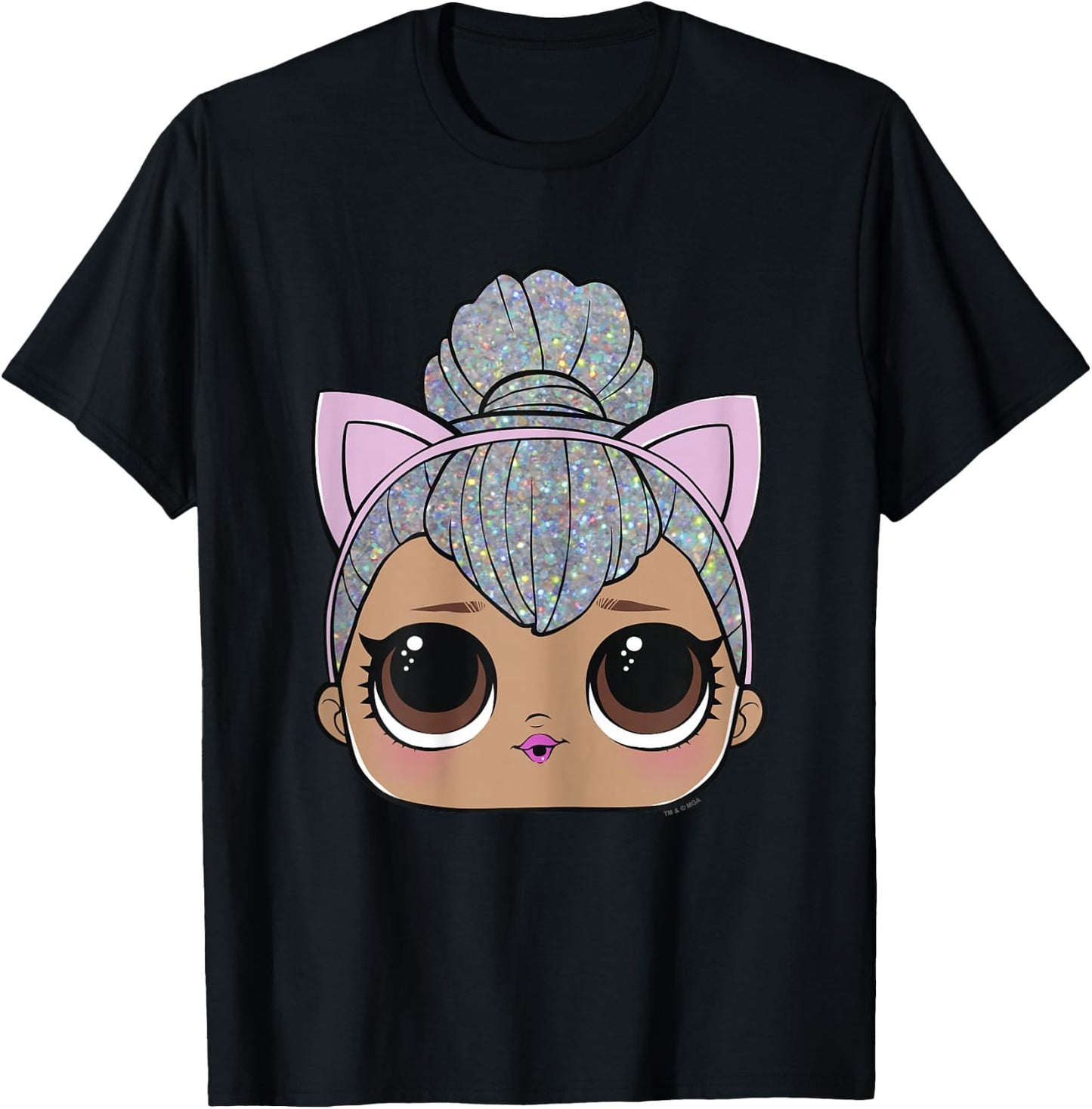 LOL Surprise Kitty Queen Big Face T-Shirt - T-Shirt | Black