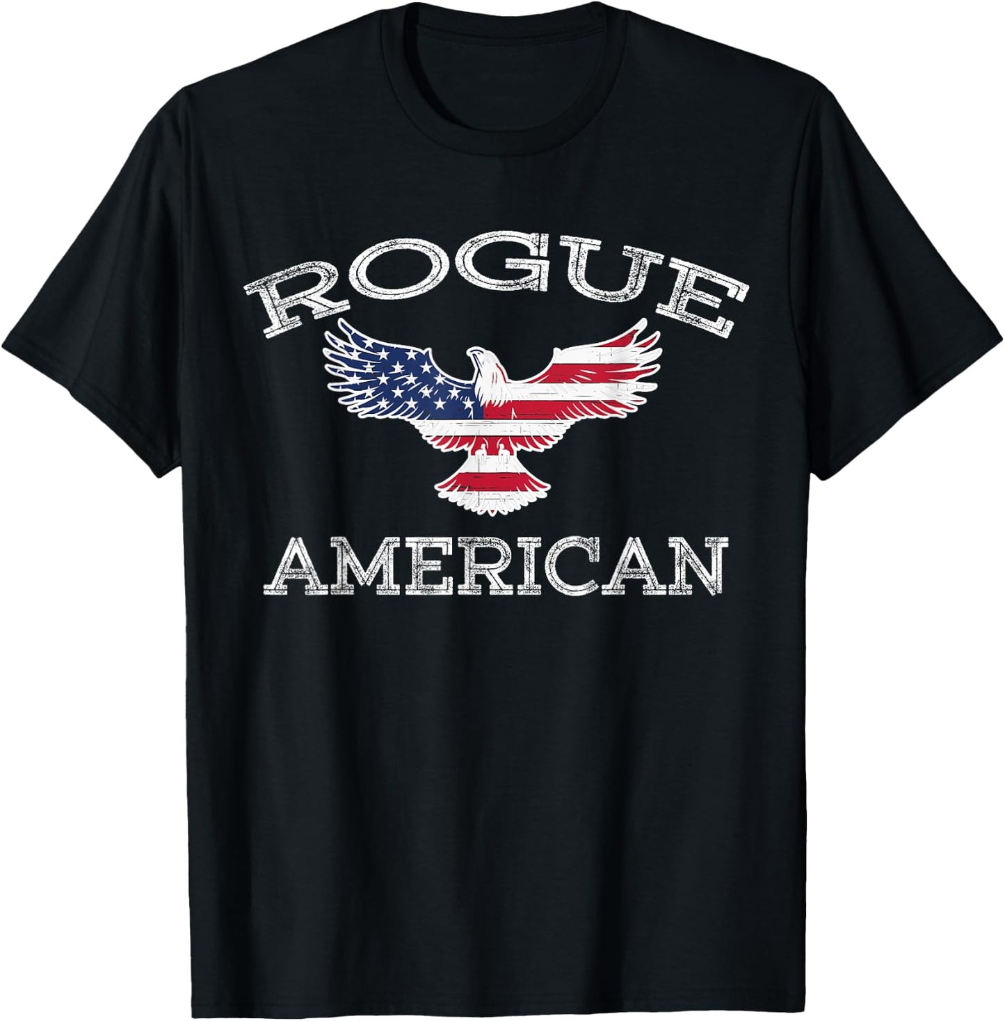 Rogue America Distressed USA Flag Eagle T-Shirt - T-Shirt | Black