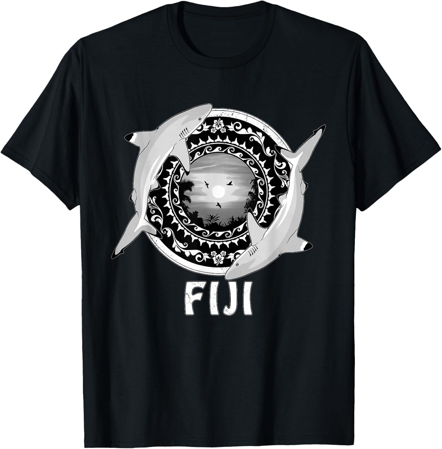Fiji blacktip reef shark, Republic of Fiji Islands T-Shirt - T-Shirt | Black