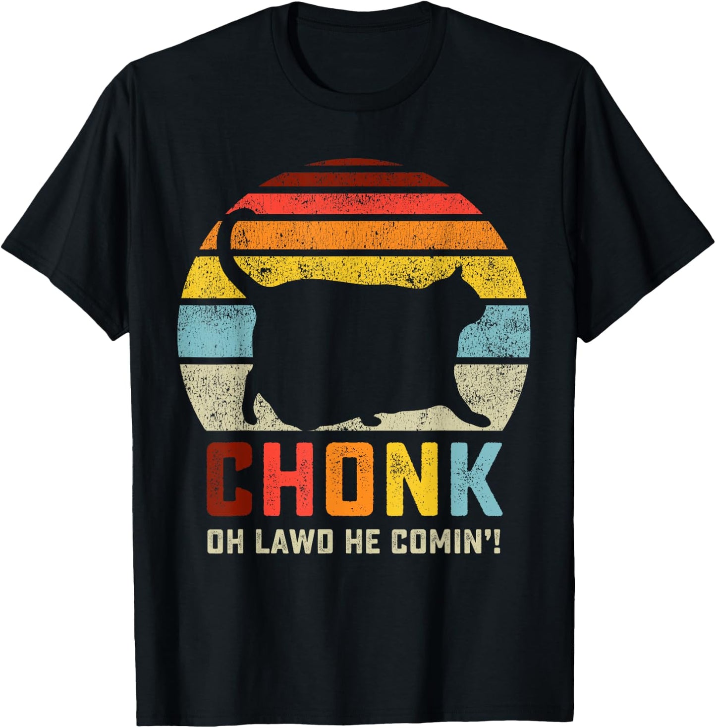 Chonk Cat Scale Meme Funny Retro Style Vintage Cats Memes T-Shirt - T-Shirt | Black