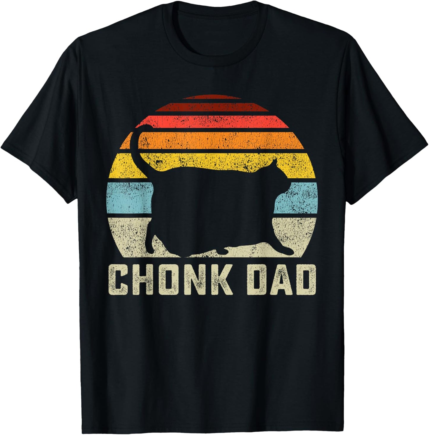 Chonk Cat Dad Scale Meme Funny Retro Style Daddy Cats Memes T-Shirt - T-Shirt | Black