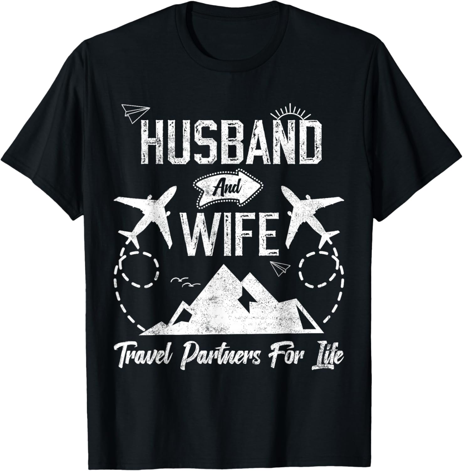 Husband and Wife Travel Partners for Life for Couples T-Shirt - T-Shirt | Black