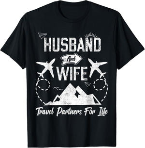 Husband and Wife Travel Partners for Life for Couples T-Shirt - T-Shirt | Black