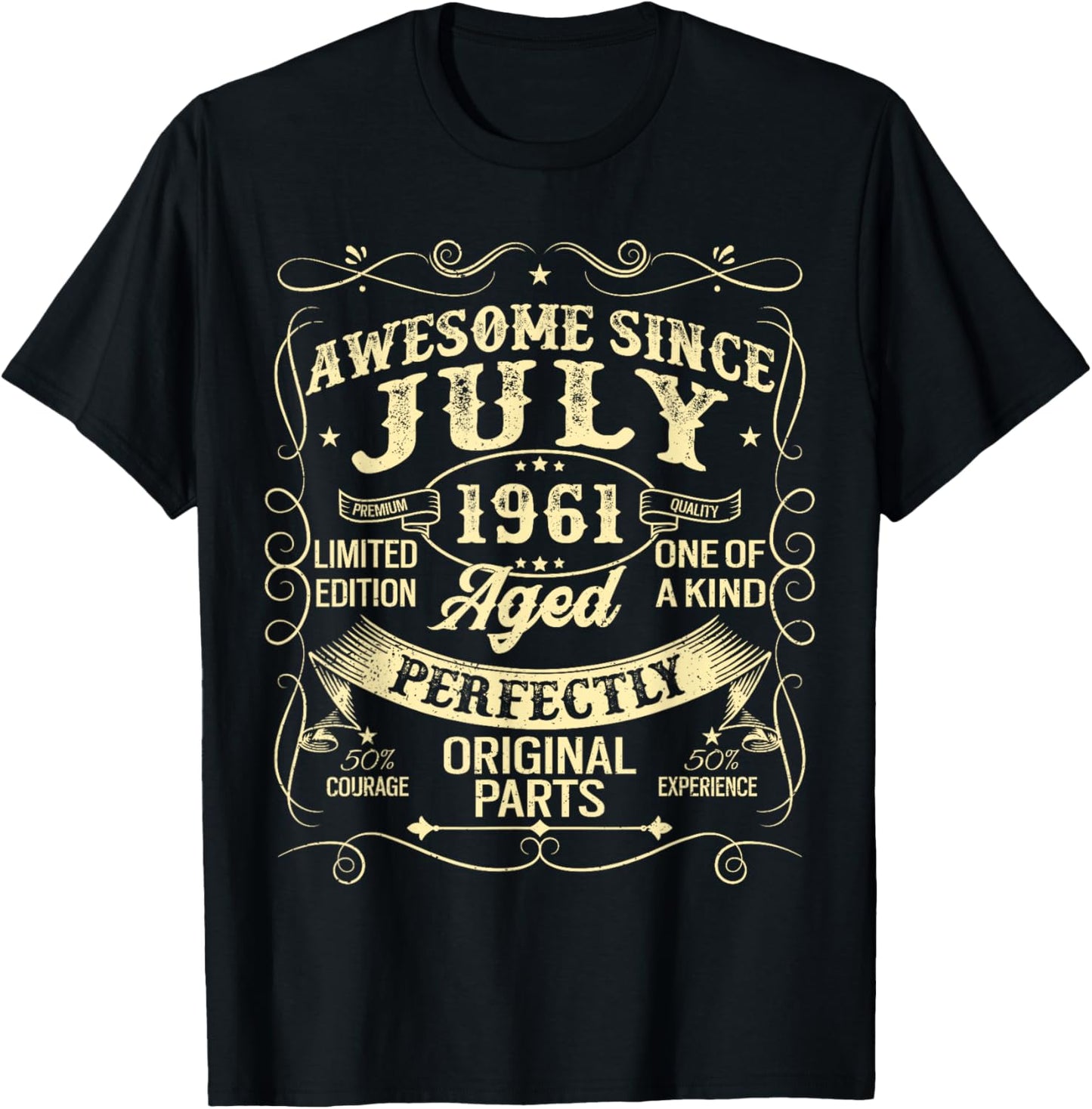Awesome Since July 1961 Year Of Birth Birthday 1961 Vintage T-Shirt - T-Shirt | Black