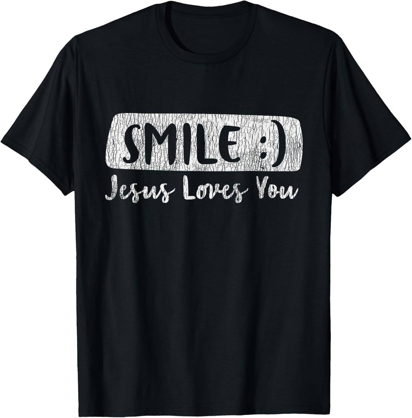 Vintage Smile Loves You Jesus Religious Faith Christian Gift T-Shirt - T-Shirt | Black