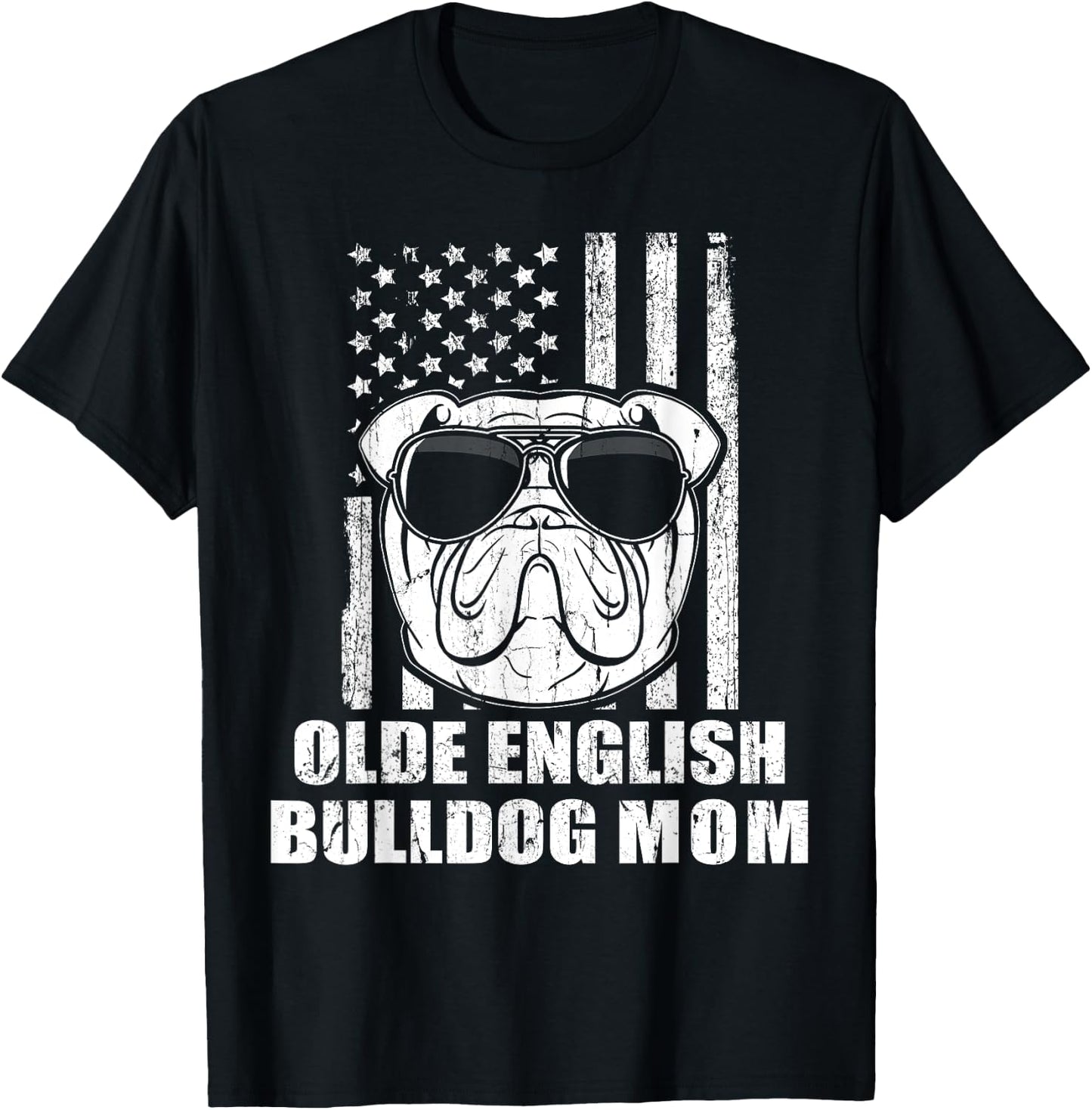 Olde English Bulldog Mom Cool Vintage Retro Proud American Women Girls Kids T-Shirt - T-Shirt | Black
