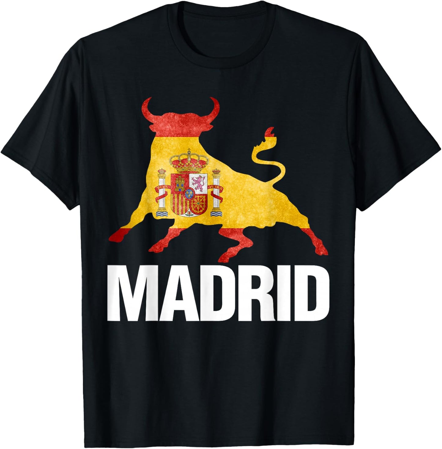 Madrid Spain Flag Bull Fight T-Shirt - T-Shirt | Black