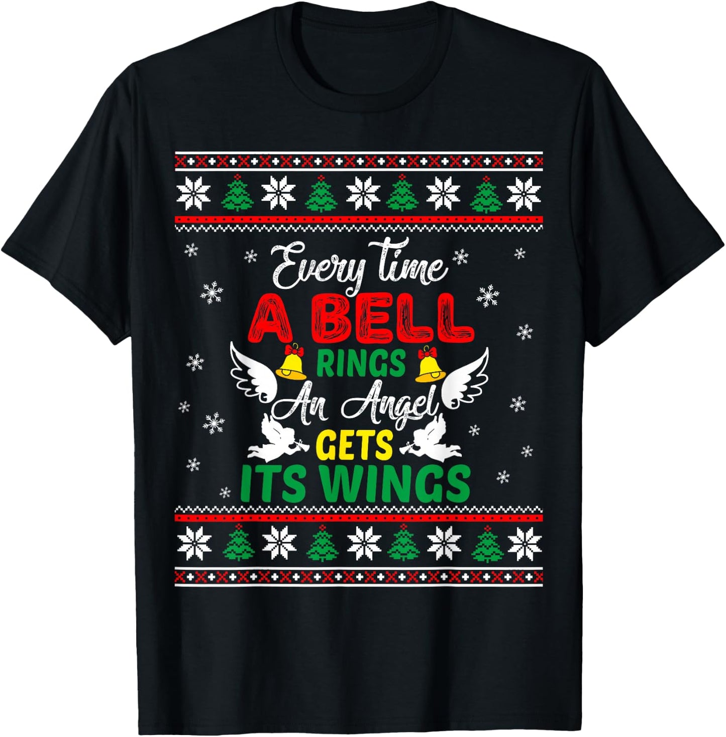 It's a Wonderful Life Every Time A Bell Rings Cute Christmas T-Shirt - T-Shirt | Black