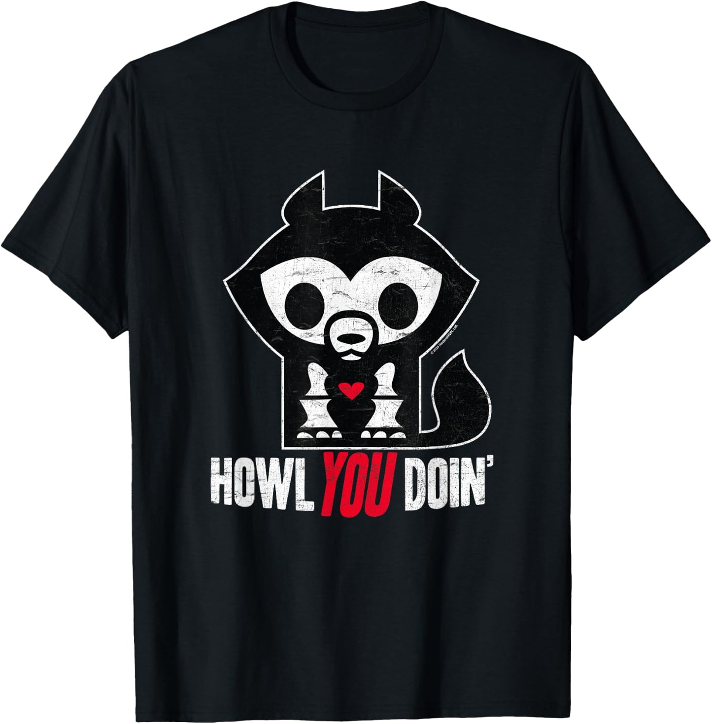 Skelanimals Jae Wolf Vintage Faded Howl You Doin' Logo T-Shirt - T-Shirt | Black
