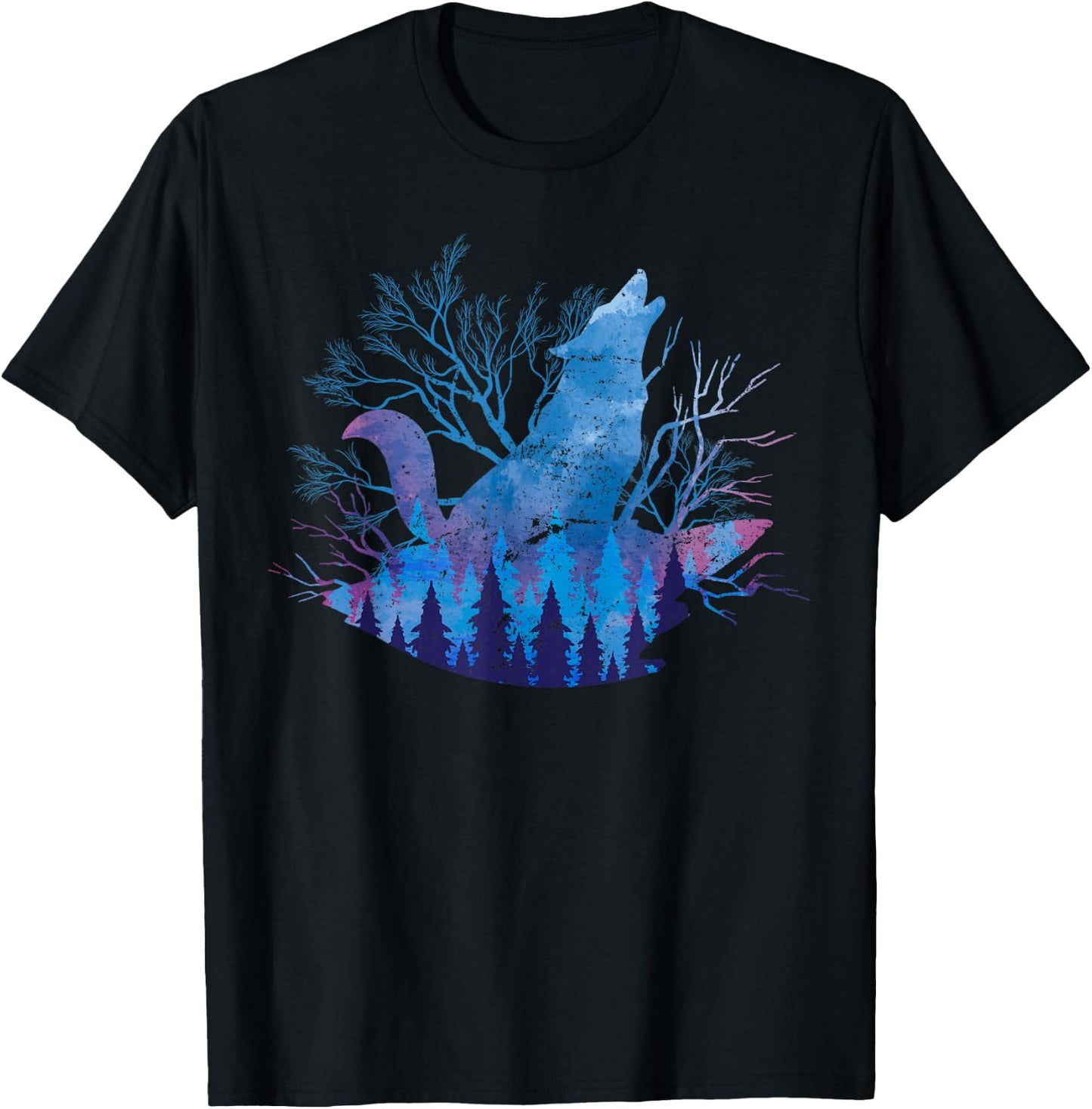 Full Moon Pack Animal Wolf Howling Gift Forest Wildlife Wolf T-Shirt - T-Shirt | Black