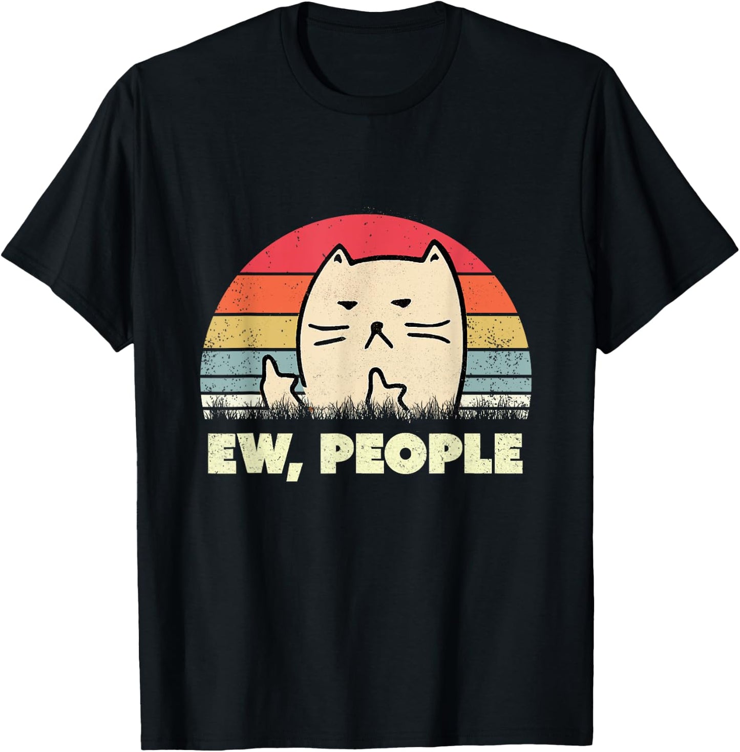 Ew, People Cat Shirt Vintage Funny Cat Lover Gift, Black Cat T-Shirt - T-Shirt | Black