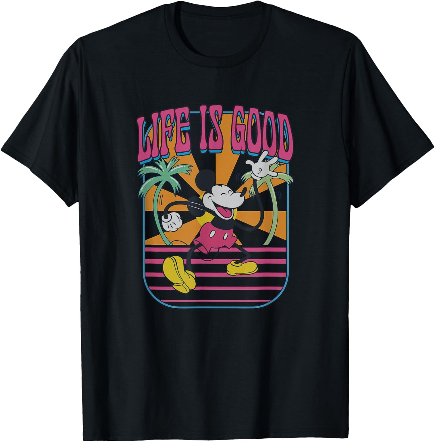 Disney Mickey and Friends Life is Good Summer Vibes Vintage T-Shirt - T-Shirt | Black