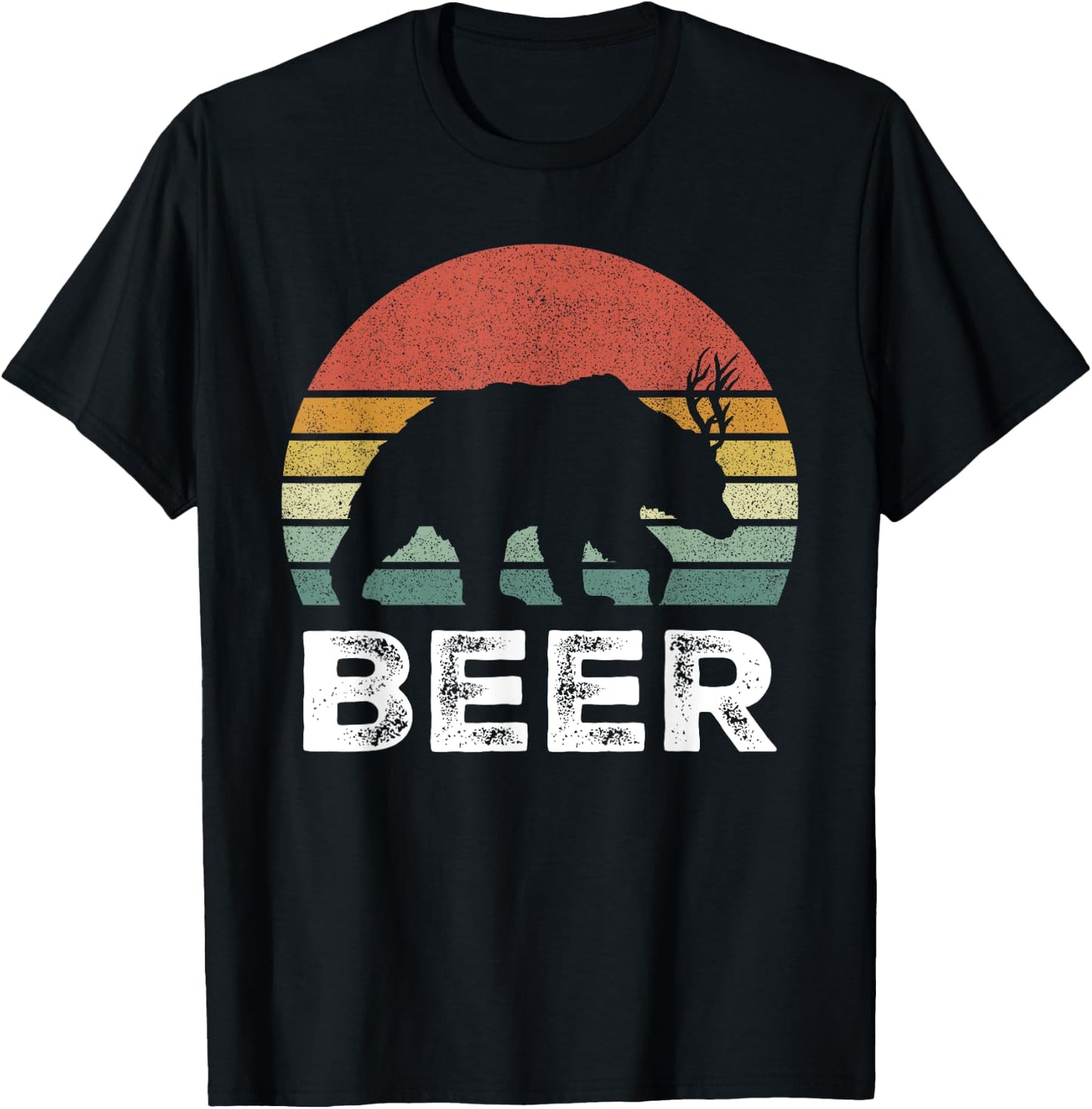 Retro Bear Deer Shirt Animal Lover Gifts Funny Beer Vintage T-Shirt - T-Shirt | Black