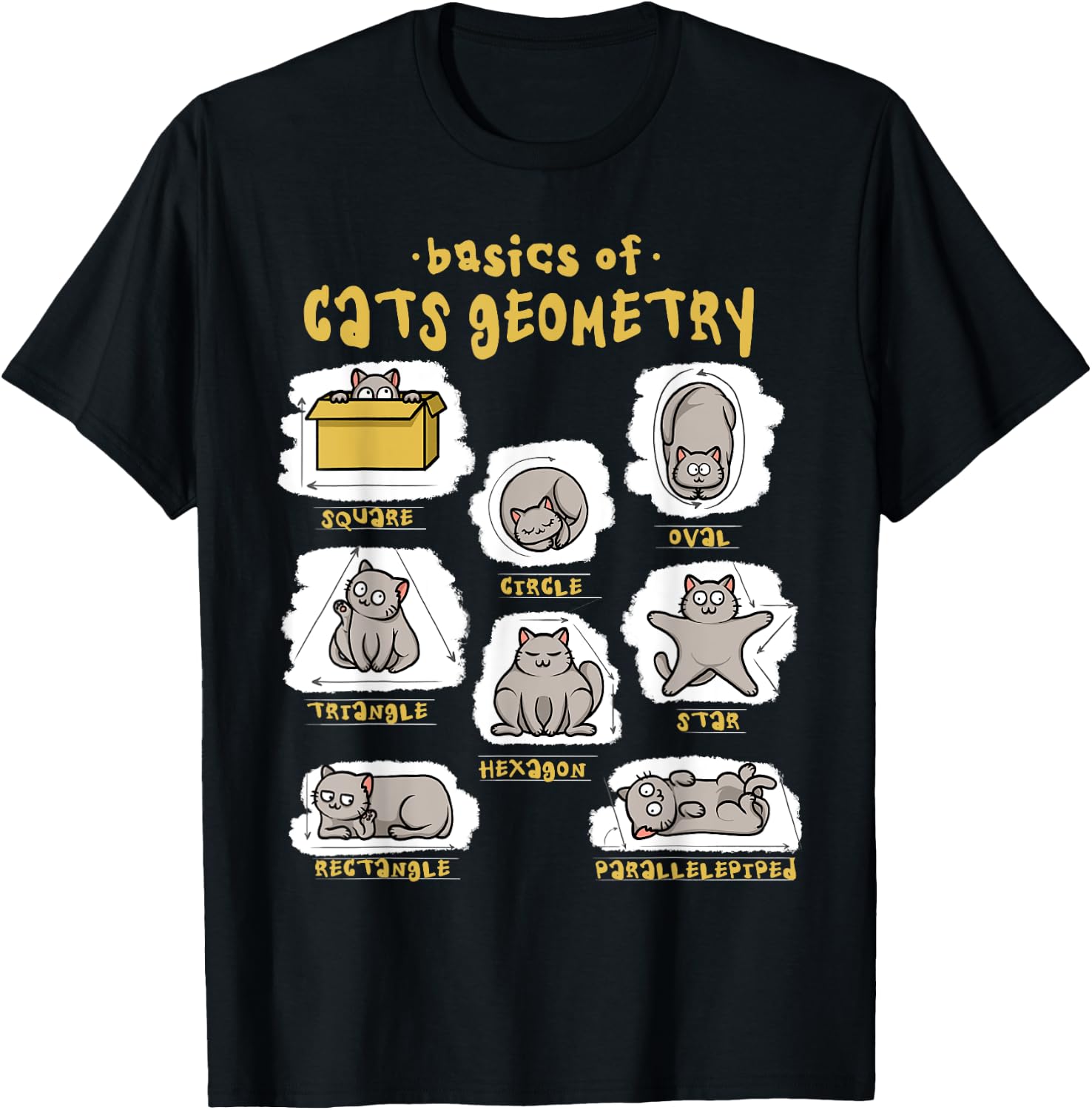Funny Cat Shirt Basics Cat Geometry Math Teacher Cat Owner T-Shirt - T-Shirt | Black