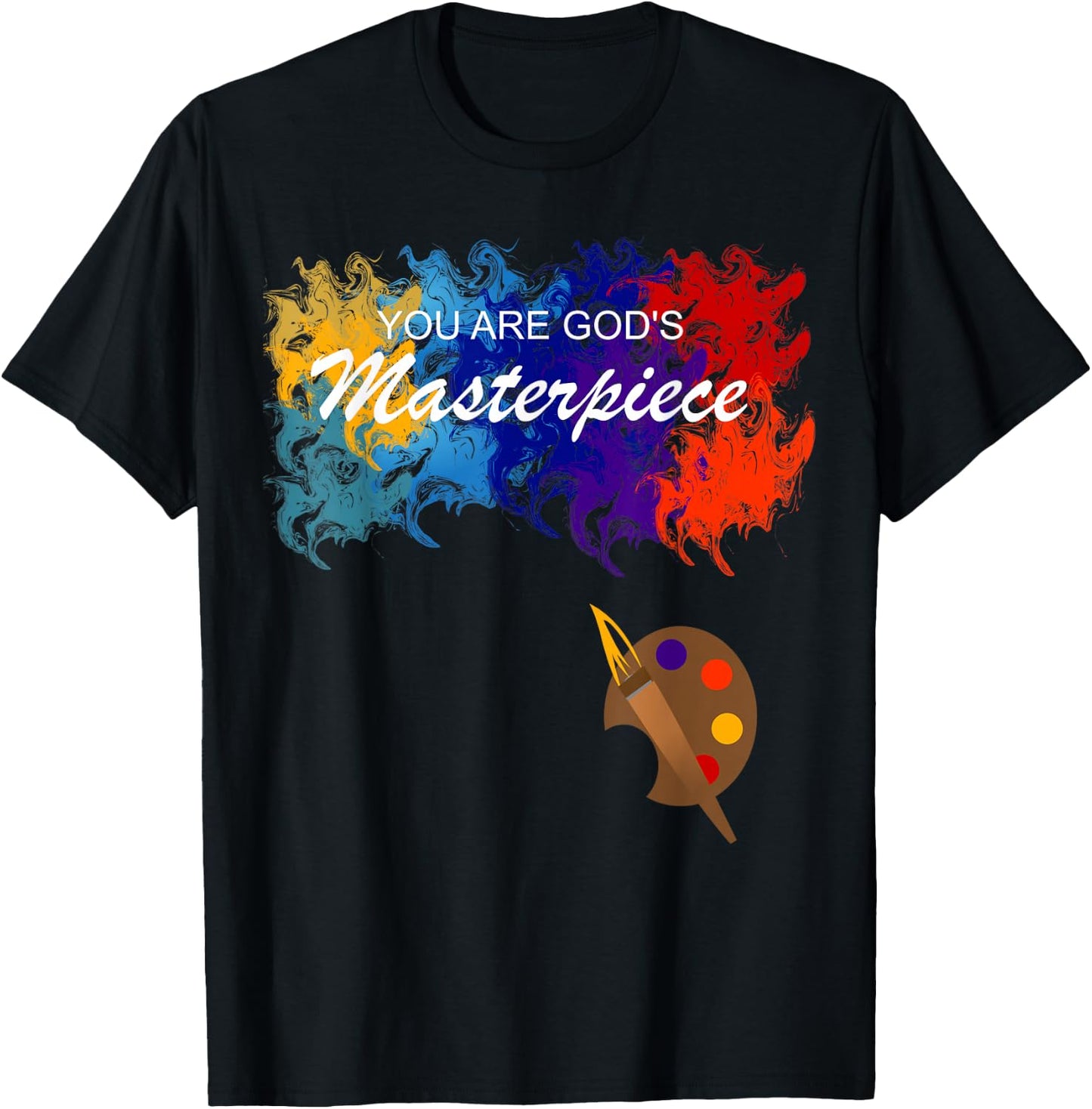 You Are God's Masterpiece Watercolors Painting Artwork T-Shirt - T-Shirt | Black