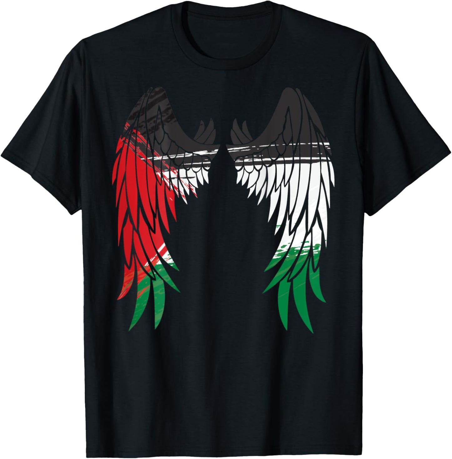 Palestine Flag Dad On Back Side Palestinian Angel Kids Wings T-Shirt - T-Shirt | Black