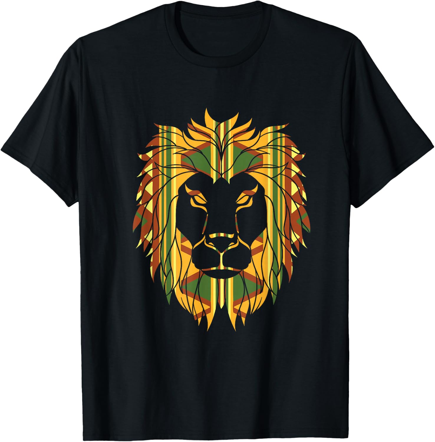 Melanin King Kente Lion African T-Shirt - T-Shirt | Black