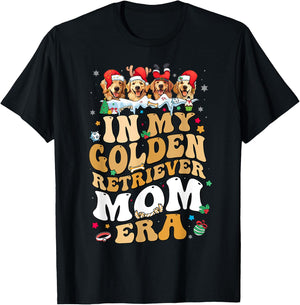 Christmas In My Golden Retriever Era Dog Mom Xmas Pajamas Women Kids T-Shirt - T-Shirt | Black