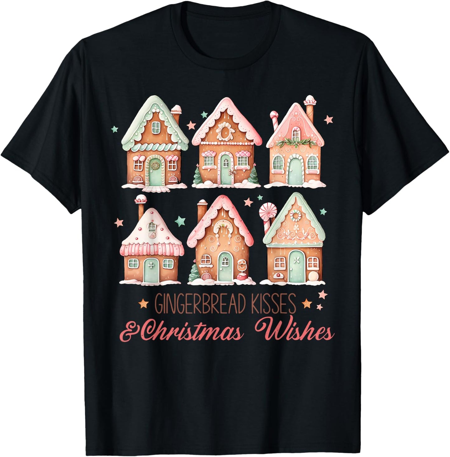 Gingerbread Kisses and Christmas Wishes Matching Family T-Shirt - T-Shirt | Black