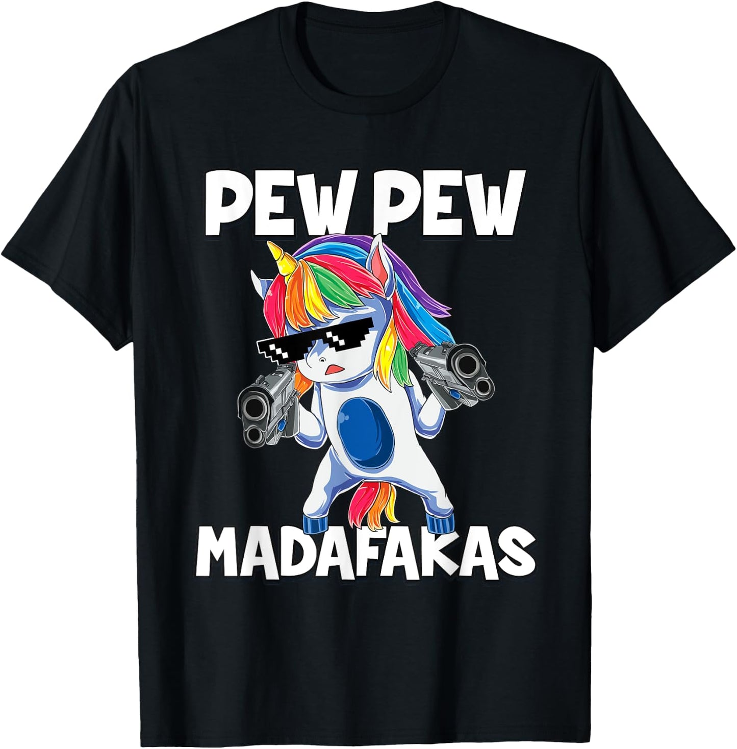 Pew Pew Madafakas Unicorn T-Shirt - T-Shirt | Black