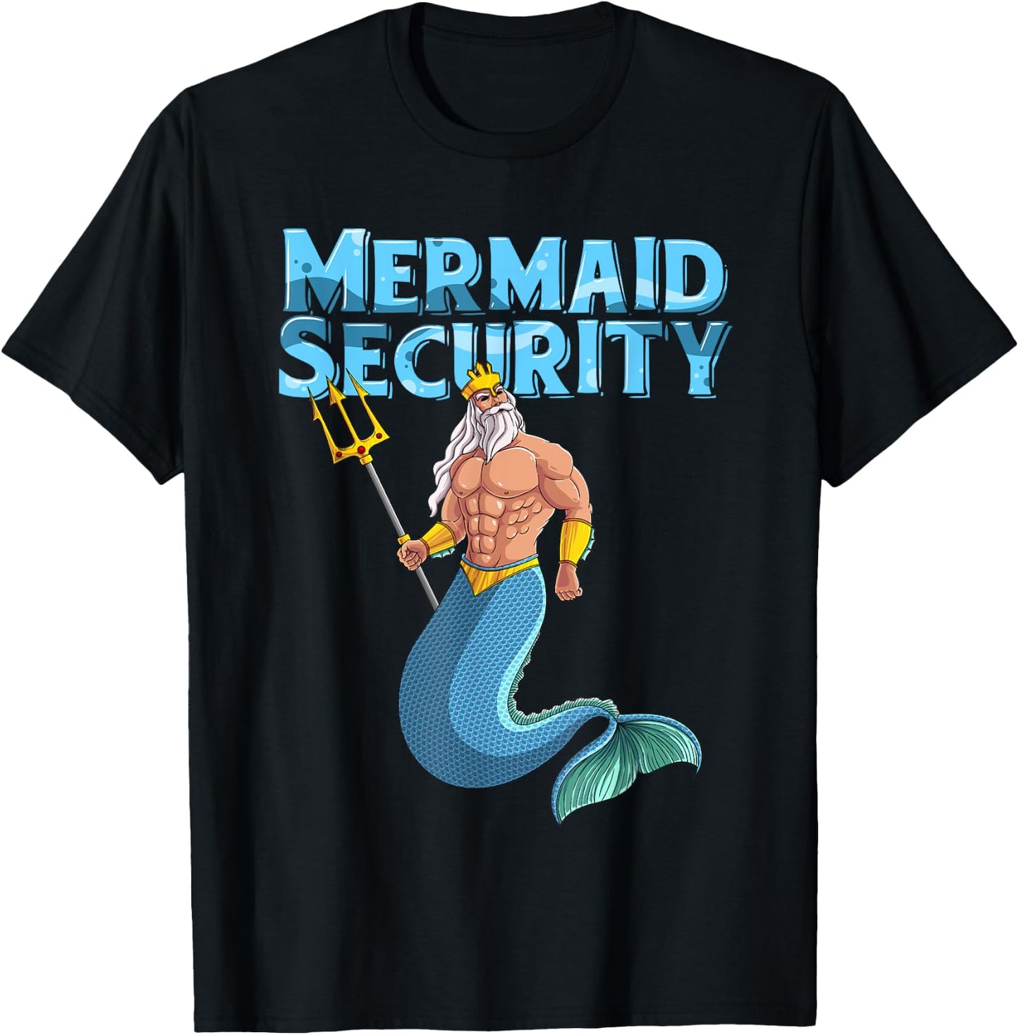 Cool Mermaid Security | Funny Merman Siren Protector Gift T-Shirt - T-Shirt | Black