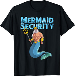 Cool Mermaid Security | Funny Merman Siren Protector Gift T-Shirt - T-Shirt | Black
