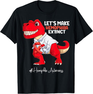 Red Ribbon Trex Hemophilia Awareness T-Shirt - T-Shirt | Black