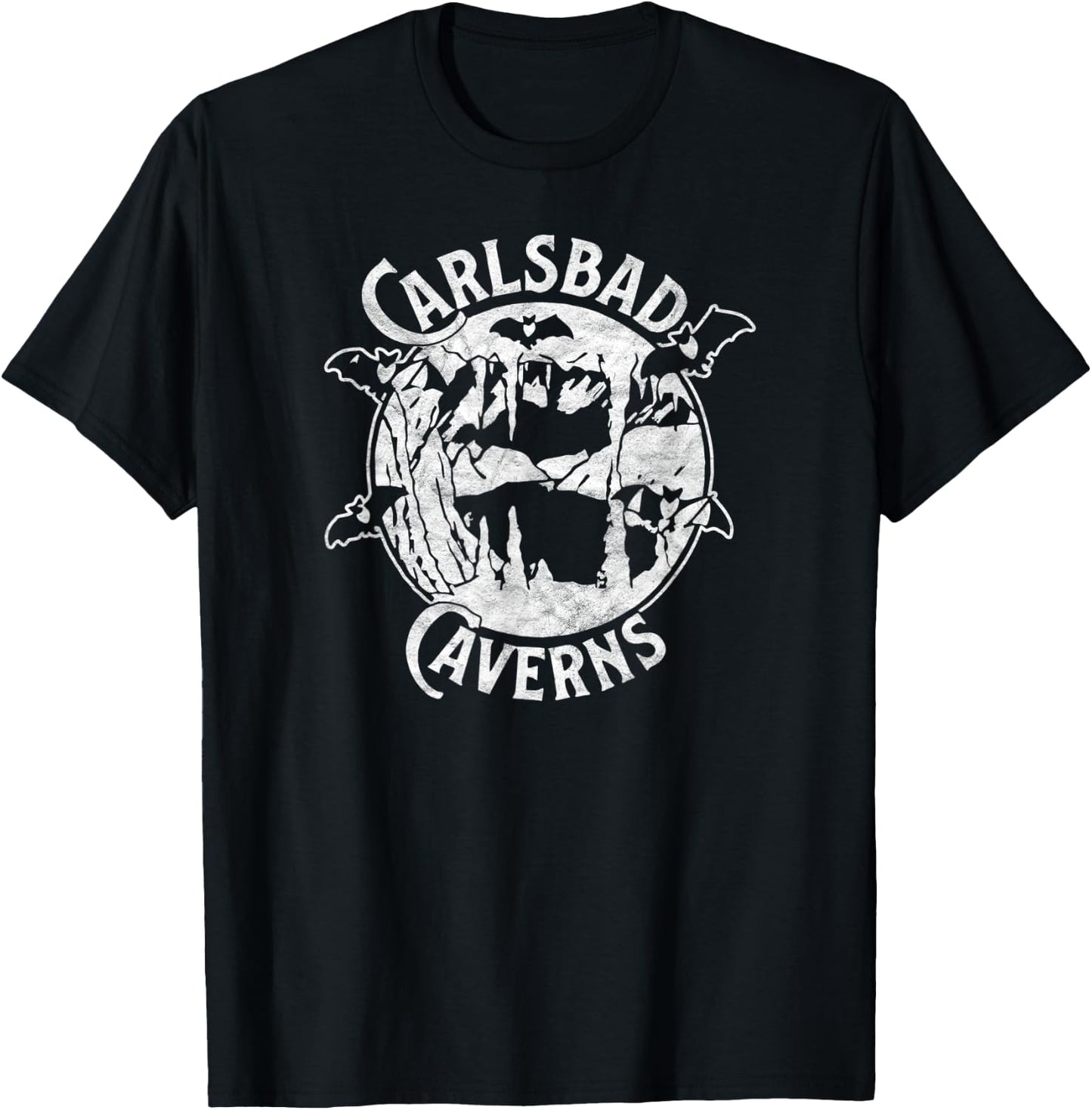 Carlsbad Caverns National Park Retro Cave & Bat Design T-Shirt - T-Shirt | Black