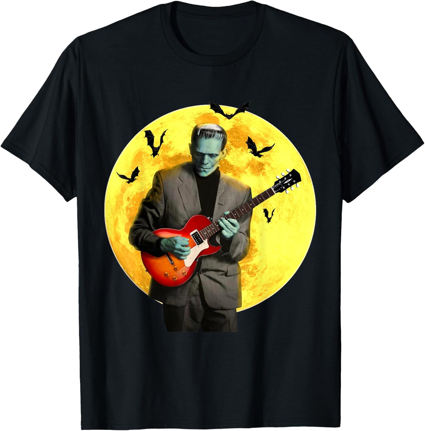 Frankenguitar Frankenstein Plays Electric Guitar Halloween Small T-Shirt - T-Shirt | Black