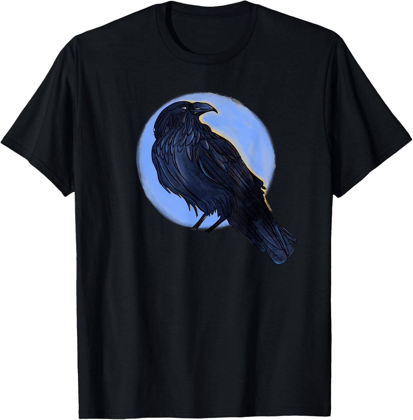 Cool Black Bird Drawing of a Raven, Crow or Black Bird T-Shirt - T-Shirt | Black