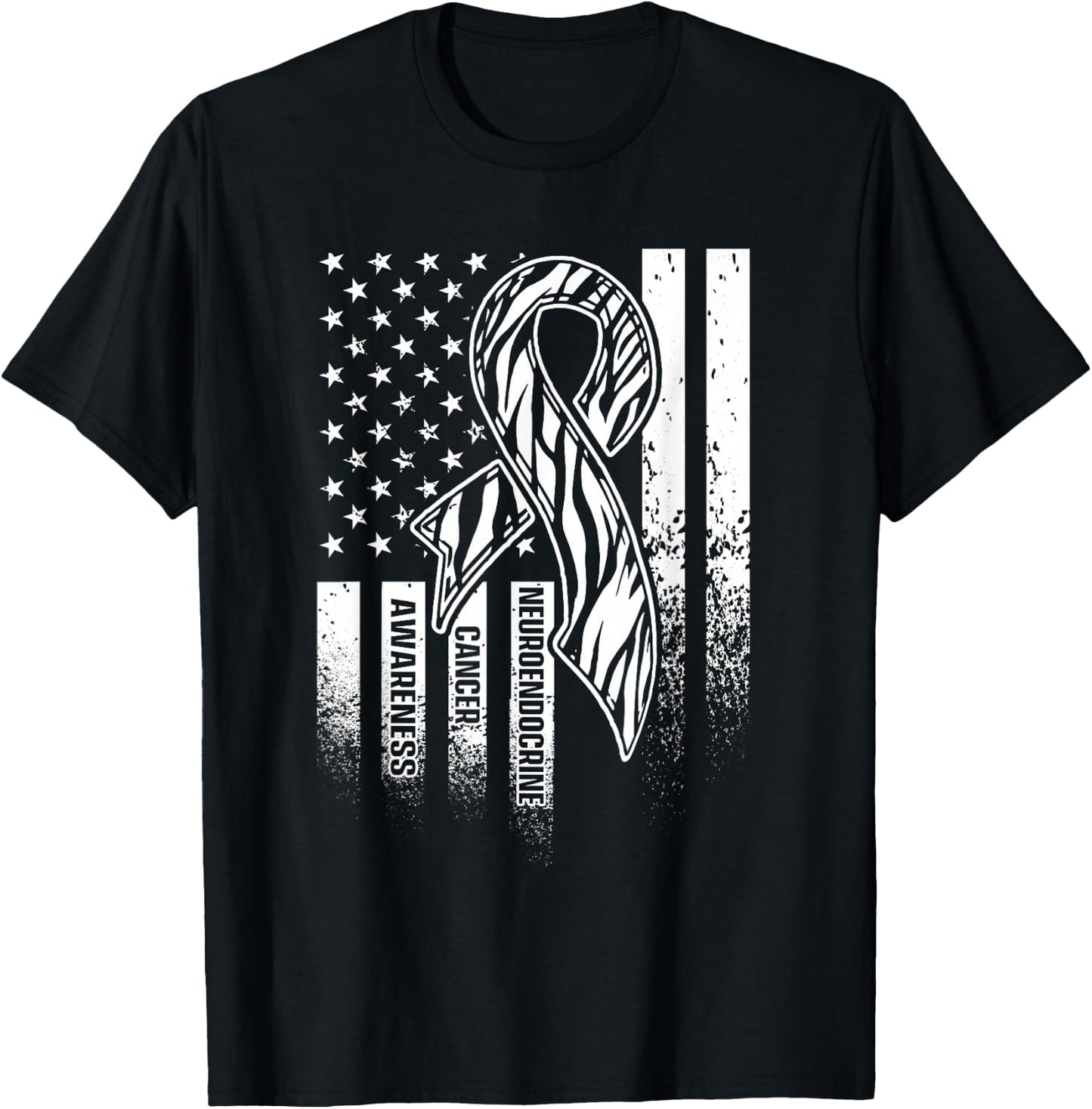 Neuroendocrine Cancer Survivor US Flag Warrior T-Shirt - T-Shirt | Black