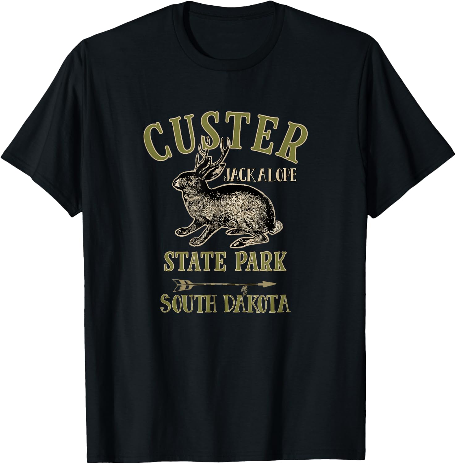 Custer State Park South Dakota Jackalope T-Shirt - T-Shirt | Black